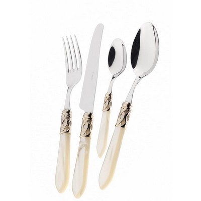 ALADDIN Cutlery Service - 31 Pieces - Ivory - Golden Ring